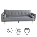 Sarantino 3 Seater Linen Sofa Bed Couch with Pillows - Light Grey SOFA-6101-LNN-LGR