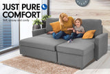 Sarantino 3-Seater Corner Sofa Bed Lounge Storage Chaise Couch L.Grey SOFA-8712-LNN-LGY