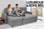 Sarantino 3-Seater Corner Sofa Bed Lounge Storage Chaise Couch L.Grey SOFA-8712-LNN-LGY