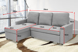 Sarantino 3-Seater Corner Sofa Bed Lounge Storage Chaise Couch L.Grey SOFA-8712-LNN-LGY