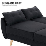 Sarantino 3 Seater Modular Linen Fabric Sofa Bed Couch Futon - Black SOFA-M1910-LNN-BK