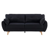 Sarantino 3 Seater Modular Linen Fabric Sofa Bed Couch Futon - Black SOFA-M1910-LNN-BK