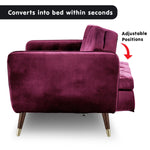 Sarantino Faux Velvet Tufted Sofa Bed Couch Futon - Burgundy SOFA-M2540-SUE-BNY