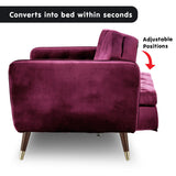 Sarantino Faux Velvet Tufted Sofa Bed Couch Futon - Burgundy SOFA-M2540-SUE-BNY