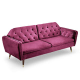 Sarantino Faux Velvet Tufted Sofa Bed Couch Futon - Burgundy SOFA-M2540-SUE-BNY