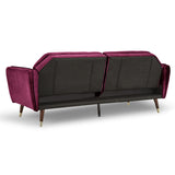 Sarantino Faux Velvet Tufted Sofa Bed Couch Futon - Burgundy SOFA-M2540-SUE-BNY