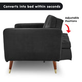 Sarantino Faux Velvet Tufted Sofa Bed Couch Futon - Black SOFA-M2540-SUE-BK