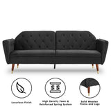 Sarantino Faux Velvet Tufted Sofa Bed Couch Futon - Black SOFA-M2540-SUE-BK