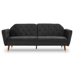 Sarantino Faux Velvet Tufted Sofa Bed Couch Futon - Black SOFA-M2540-SUE-BK