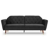 Sarantino Faux Velvet Tufted Sofa Bed Couch Futon - Black SOFA-M2540-SUE-BK