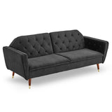 Sarantino Faux Velvet Tufted Sofa Bed Couch Futon - Black SOFA-M2540-SUE-BK