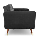 Sarantino Faux Velvet Tufted Sofa Bed Couch Futon - Black SOFA-M2540-SUE-BK