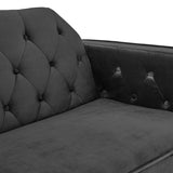 Sarantino Faux Velvet Tufted Sofa Bed Couch Futon - Black SOFA-M2540-SUE-BK