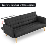 Sarantino 3 Seater Modular Linen Fabric Sofa Bed Couch - Black SOFA-M2840-LNN-BK