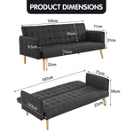 Sarantino 3 Seater Modular Linen Fabric Sofa Bed Couch - Black SOFA-M2840-LNN-BK