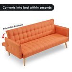 Sarantino 3 Seater Modular Linen Fabric Sofa Bed Couch Armrest Orange SOFA-M2840-LNN-OR