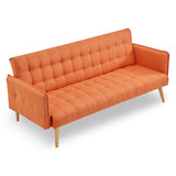 Sarantino 3 Seater Modular Linen Fabric Sofa Bed Couch Armrest Orange SOFA-M2840-LNN-OR