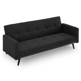 Sarantino Tufted Faux Linen 3-Seater Sofa Bed with Armrests - Black SOFA-M2930-LNN-BK