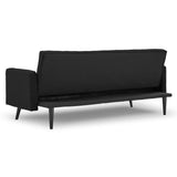 Sarantino Tufted Faux Linen 3-Seater Sofa Bed with Armrests - Black SOFA-M2930-LNN-BK