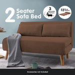 Sarantino 2-Seater Adjustable Sofa Bed Lounge Faux Linen - Brown SOFA-M30-LNN-BRN
