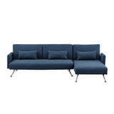 Mia 3-Seater Sofa Bed with Chaise & 3 Pillows by Sarantino - Blue SOFA-M7818-BU