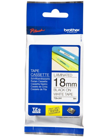 Brother Strong Adhesive TZe Tape - Black on White - 18mm 003.025.0241