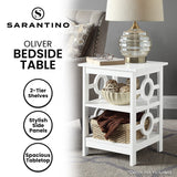 Sarantino Oliver 2-Tier Bedside Table - White TBL-48V-02-WH