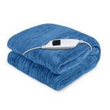 Laura Hill Heated Electric Blanket Coral Warm Fleece Winter Blue THRG-KH-BU