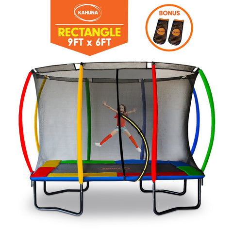 Kahuna Trampoline 6 ft x 9 ft Rectangular Outdoor - Rainbow TRA-FJP-RCT-609-RB