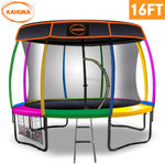 Kahuna 16 ft Trampoline with Roof - Rainbow TRA-KAH-16-RB-RF