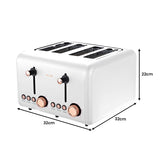 Pronti 4 Slice Toaster Rose Trim Collection - White TSR-4SL-GST-WH