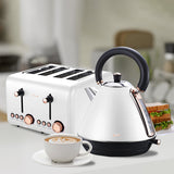 Pronti 4 Slice Toaster Rose Trim Collection - White TSR-4SL-GST-WH