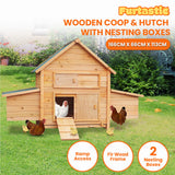 Furtastic Wooden Chicken Coop & Rabbit Hutch With Ramp Nesting Boxes WCC-JOY-008-HBR